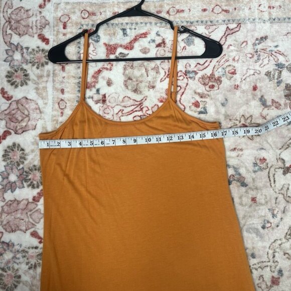 Women's Large Marigold Orange Pull Over Tank Top Dress Spaghetti Straps Bodycon - Picture 5 of 6
